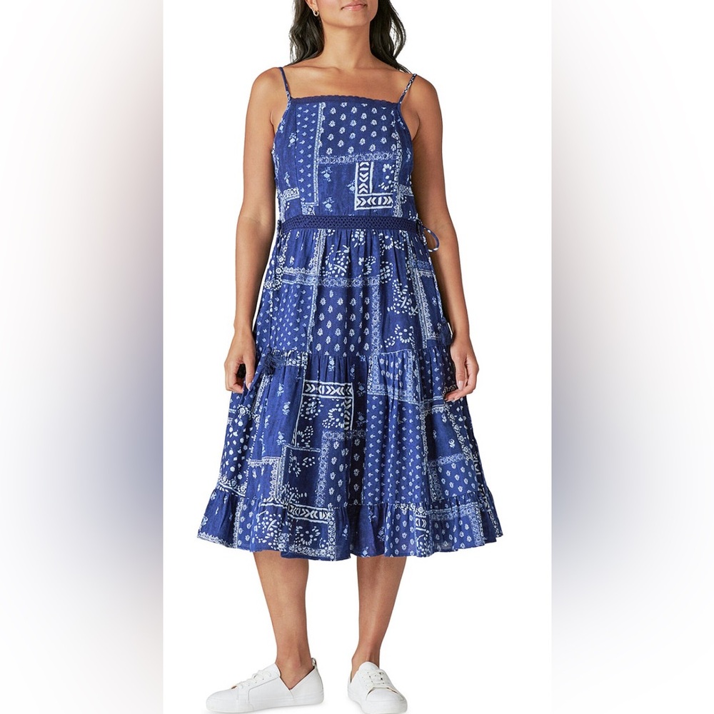 Lucky Brand Patchwork Printed Midi Dress